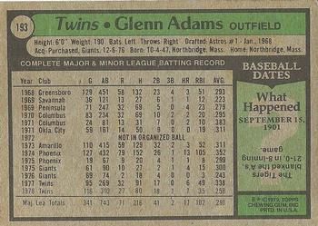 1979 Topps #193 Glenn Adams Back