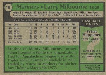 1979 Topps #199 Larry Milbourne Back
