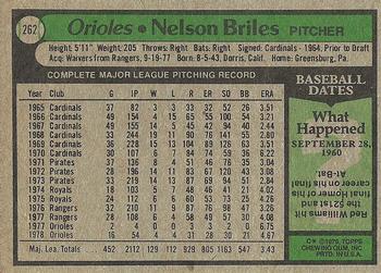 1979 Topps #262 Nelson Briles Back