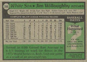 1979 Topps #266 Jim Willoughby Back
