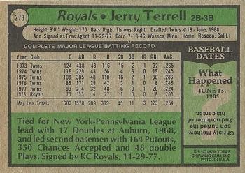 1979 Topps #273 Jerry Terrell Back