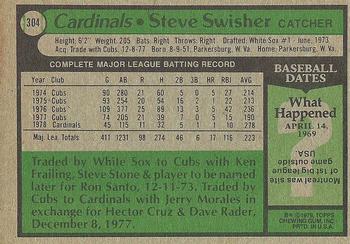 1979 Topps #304 Steve Swisher Back