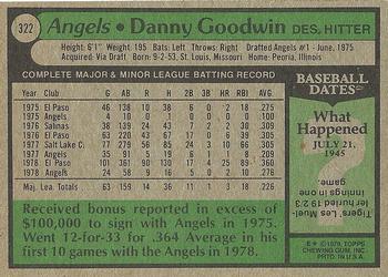 1979 Topps #322 Danny Goodwin Back