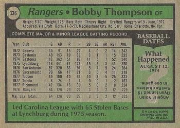 1979 Topps #336 Bobby Thompson Back