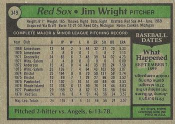 1979 Topps #349 Jim Wright Back