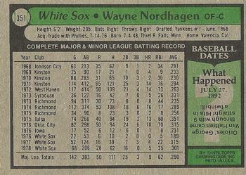 1979 Topps #351 Wayne Nordhagen Back