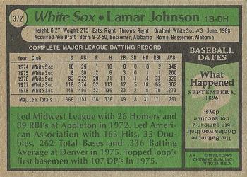 1979 Topps #372 Lamar Johnson Back