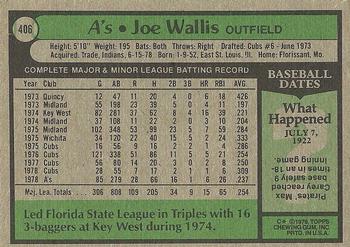 1979 Topps #406 Joe Wallis Back