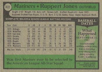 1979 Topps #422 Ruppert Jones Back