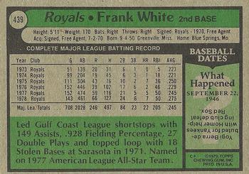 1979 Topps #439 Frank White Back