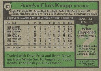 1979 Topps #453 Chris Knapp Back