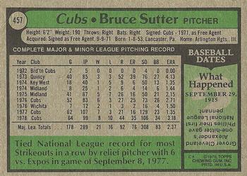 1979 Topps #457 Bruce Sutter Back