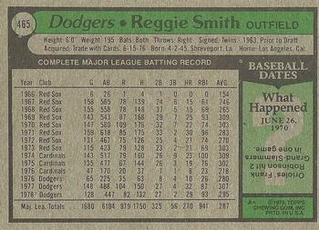1979 Topps #465 Reggie Smith Back