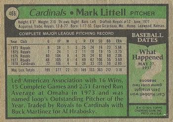 1979 Topps #466 Mark Littell Back