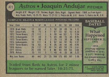 1979 Topps #471 Joaquin Andujar Back