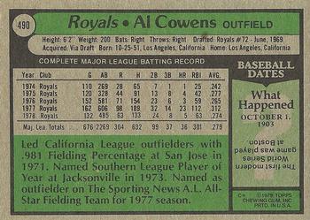 1979 Topps #490 Al Cowens Back