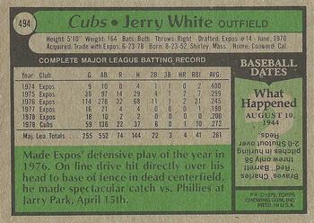 1979 Topps #494 Jerry White Back