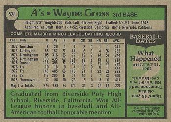 1979 Topps #528 Wayne Gross Back