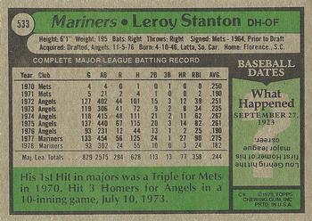 1979 Topps #533 Leroy Stanton Back