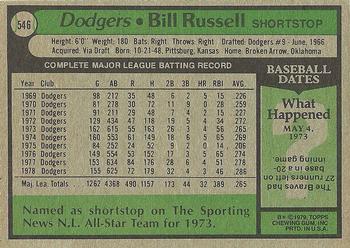 1979 Topps #546 Bill Russell Back