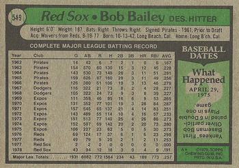 1979 Topps #549 Bob Bailey Back