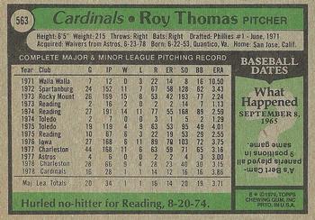 1979 Topps #563 Roy Thomas Back