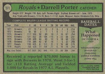 1979 Topps #571 Darrell Porter Back