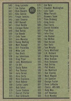 1979 Topps #602 Checklist: 485-605 Back