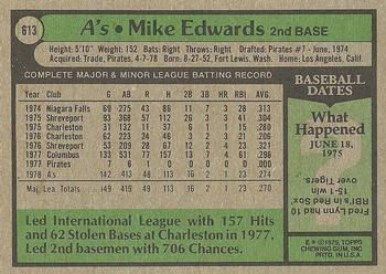 1979 Topps #613 Mike Edwards Back