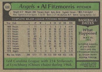 1979 Topps #638 Al Fitzmorris Back