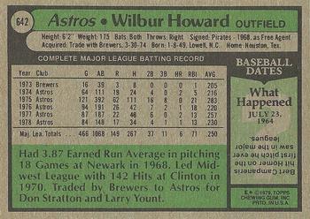 1979 Topps #642 Wilbur Howard Back