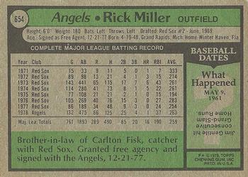 1979 Topps #654 Rick Miller Back