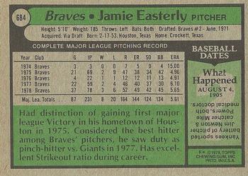 1979 Topps #684 Jamie Easterly Back