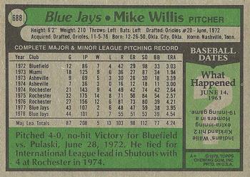 1979 Topps #688 Mike Willis Back