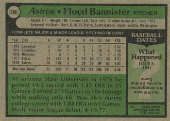 1979 Topps #306 Floyd Bannister Back
