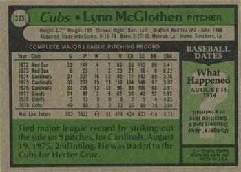 1979 Topps #323 Lynn McGlothen Back