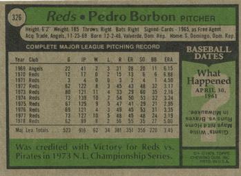 1979 Topps #326 Pedro Borbon Back