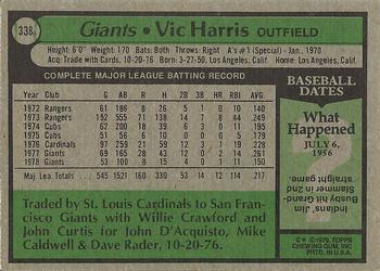 1979 Topps #338 Vic Harris Back