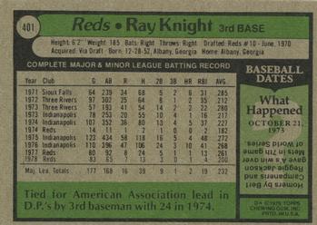 1979 Topps #401 Ray Knight Back