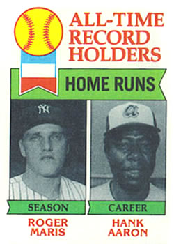 1979 Topps #413 All-Time Record Holders: Home Runs (Roger Maris / Hank Aaron) Front