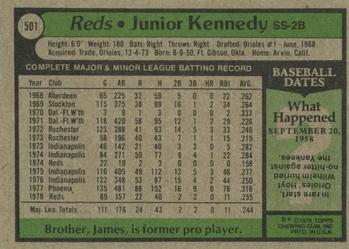 1979 Topps #501 Junior Kennedy Back