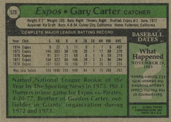 1979 Topps #520 Gary Carter Back