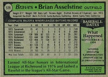 1979 Topps #529 Brian Asselstine Back