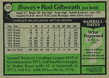 1979 Topps #572 Rod Gilbreath Back