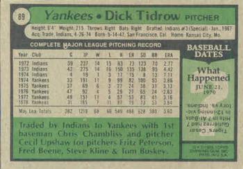 1979 Topps #89 Dick Tidrow Back