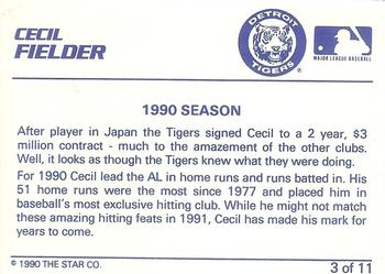 1990 Star Cecil Fielder #3 Cecil Fielder Back