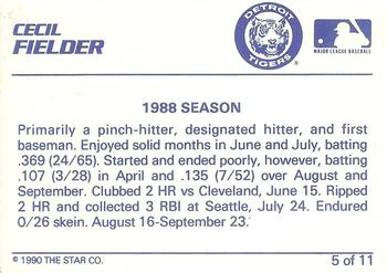 1990 Star Cecil Fielder #5 Cecil Fielder Back