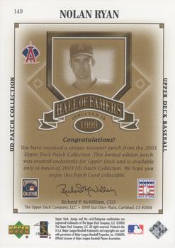 2003 UD Patch Collection #149 Nolan Ryan Back