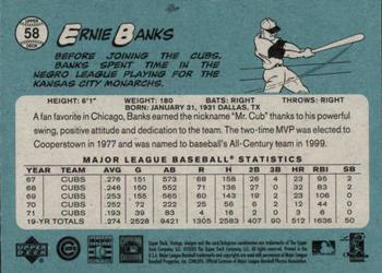 2003 Upper Deck Vintage #58 Ernie Banks Back