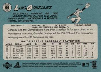 2003 Upper Deck Vintage #66 Luis Gonzalez Back